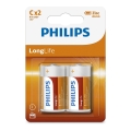 Philips R14L2B/10 - 2 vnt. C tipo cinko chlorido baterijos LONGLIFE 1,5V 2800mAh