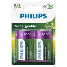 Philips R20B2A300/10 - 2 vnt įkraunamos baterijos D MULTILIFE NiMH/1,2V/3000 mAh