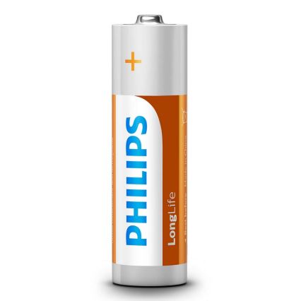 Philips R6L4F/10 - 4 vnt cinko chlorido baterijos  AA LONGLIFE 1,5V 900mAh