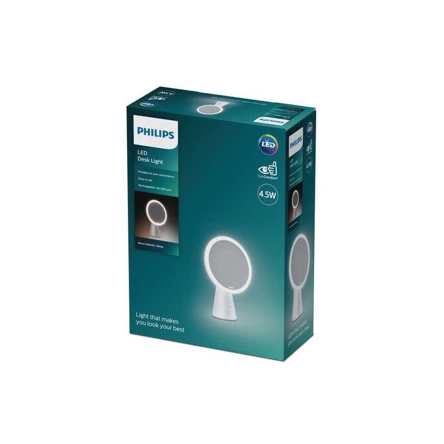 Philips – Reguliuojamas kosmetinis veidrodis su LED apšvietimu MIRROR LED/4,5W/5V