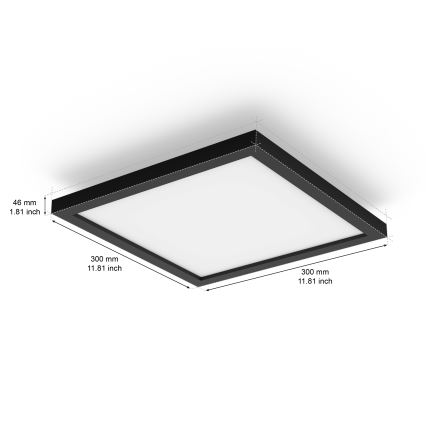 Philips - LED reguliuojamas lubų šviestuvas Hue AURELLE LED/19W/230V 2200-6500K 30x30 cm juodas