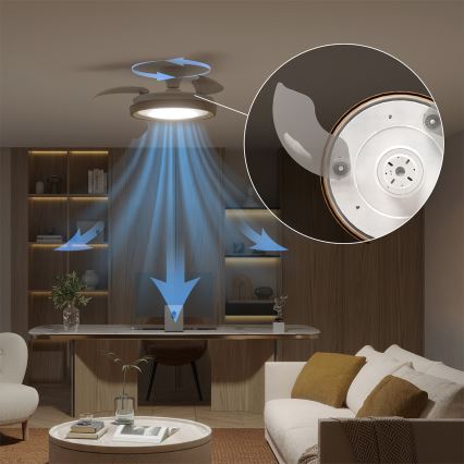Philips - reguliuojamas LED lubinis šviestuvas su ventiliatoriumi BLISS LED/35W/230V rudas + nuotolinis valdymas