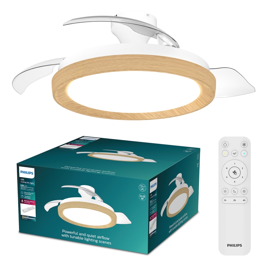Philips - reguliuojamas LED lubinis šviestuvas su ventiliatoriumi BLISS LED/35W/230V rudas + nuotolinis valdymas