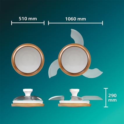 Philips - reguliuojamas LED lubinis šviestuvas su ventiliatoriumi BLISS LED/35W/230V rudas + nuotolinis valdymas