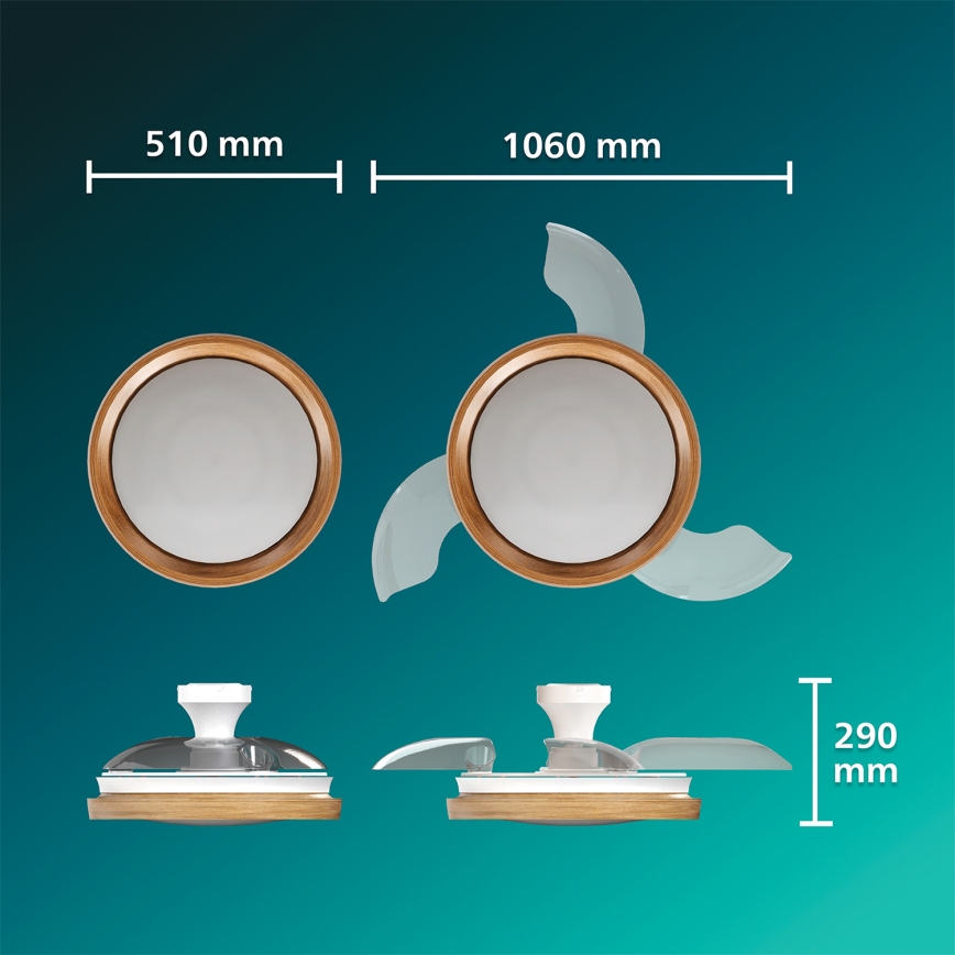 Philips - reguliuojamas LED lubinis šviestuvas su ventiliatoriumi BLISS LED/35W/230V rudas + nuotolinis valdymas