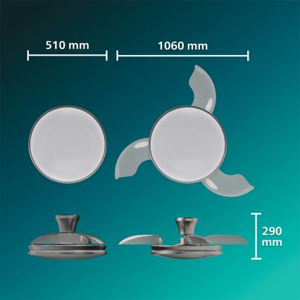 Philips - LED dimeriuojamas lubų šviestuvas su ventiliatoriumi ATLAS LED/35W/230V matinis chromas + nuotolinis valdymas