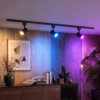 Philips - LED RGBW reguliuojamo ryškumo taškinis šviestuvas bėginėje sistemoje EASYLINK HUE 3xGU10/4,7W/230V 2200-6500K 1m juodas