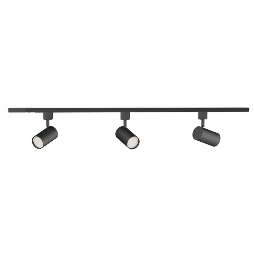 Philips - LED RGBW dimeriuojamas taškinis šviestuvas bėgelinėje sistemoje EASYLINK HUE 3xGU10/4,7W/230V 2200-6500K 1m juodas + Hue bridge