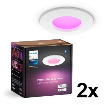 Philips - Rinkinys 2 vnt. RGBW LED dimeriuojami vonios įleidžiami šviestuvai Hue SLIM LED/8,3W/230V 2000-6500K balti IP44
