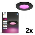 Philips - Rinkinys 2x LED RGBW dimeriuojami vonios įleidžiami lubų šviestuvai Hue SLIM LED/8,3W/230V 2000-6500K juodi IP44