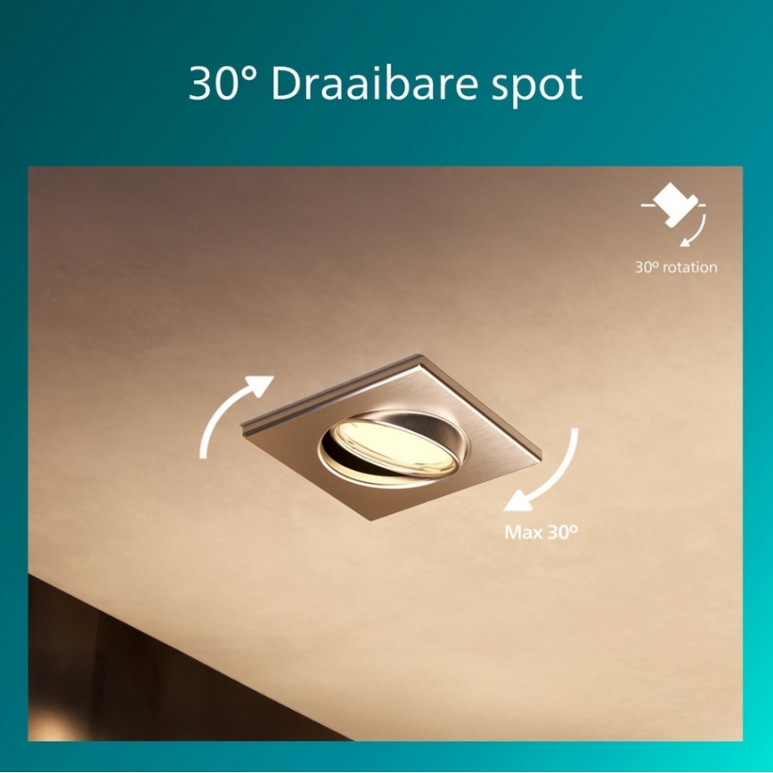 Philips - rinkinys 3 vnt. įleidžiamų šviestuvų PERIDOT 1xGU10/7W/230V, sidabro spalvos