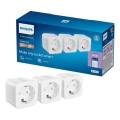Philips - Rinkinys 3 vnt. išmanių SCHUKO lizdų 2300W Wi-Fi