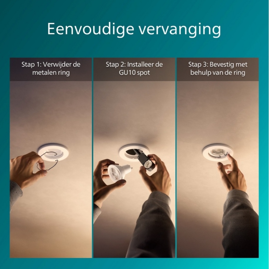 Philips - RINKINYS 3x įmontuojamas šviestuvas PERIDOT 1xGU10/7W/230V baltas