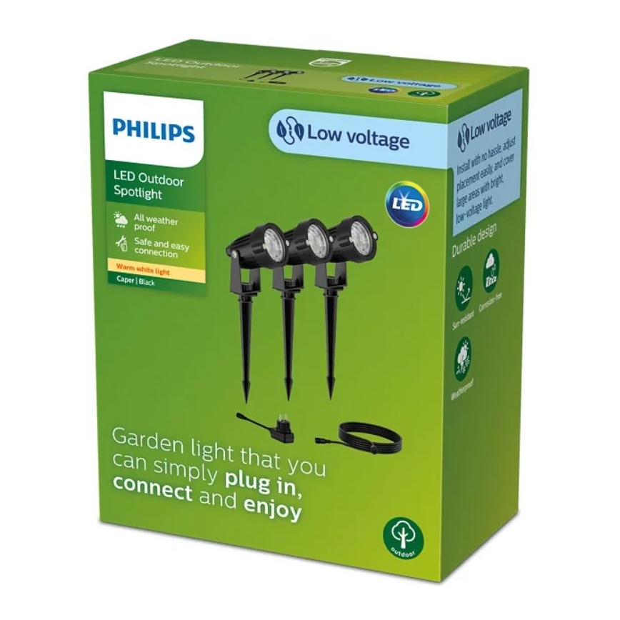 Philips - RINKINYS 3x LED Lauko taškinis šviestuvas CAPER LED/1,5W/24/230V IP44