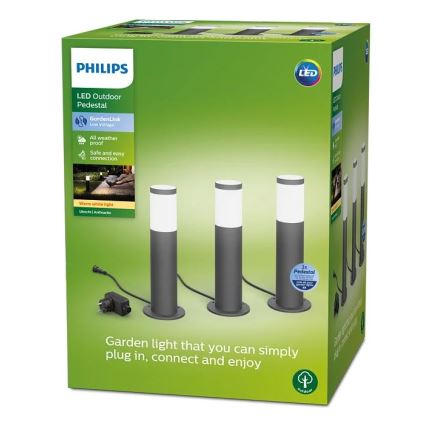 Philips - RINKINYS 3x LED Lauko lempa GARDENLINK LED/24W/230V 2700K IP44