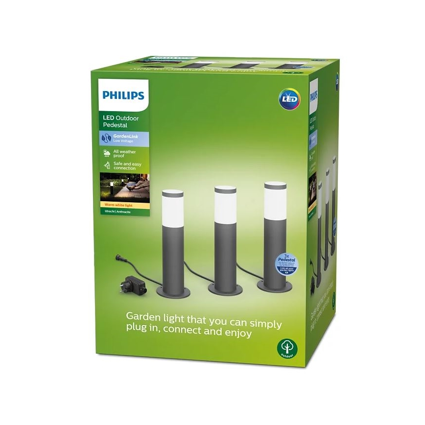 Philips - RINKINYS 3x LED Lauko lempa GARDENLINK LED/24W/230V 2700K IP44