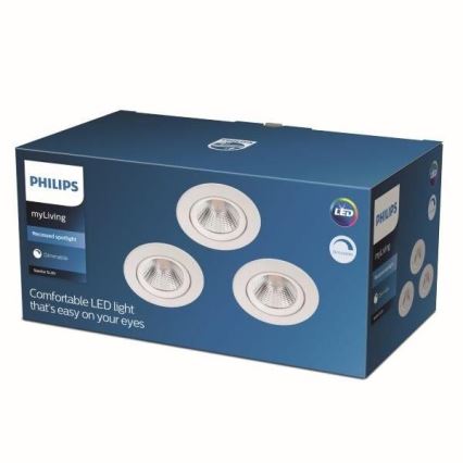 Philips - RINKINYS 3x LED Reguliuojamas įleidžiamas šviestuvas DIVE LED/5,5W/230V 2700K