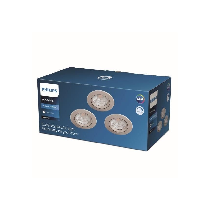 Philips - RINKINYS 3x LED Reguliuojamas įleidžiamas šviestuvas  LED/5,5W/230V 2700K