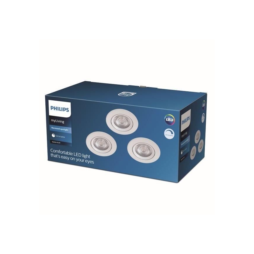 Philips - RINKINYS 3x LED Reguliuojamas įleidžiamas šviestuvas LED/5W/230V 2700K