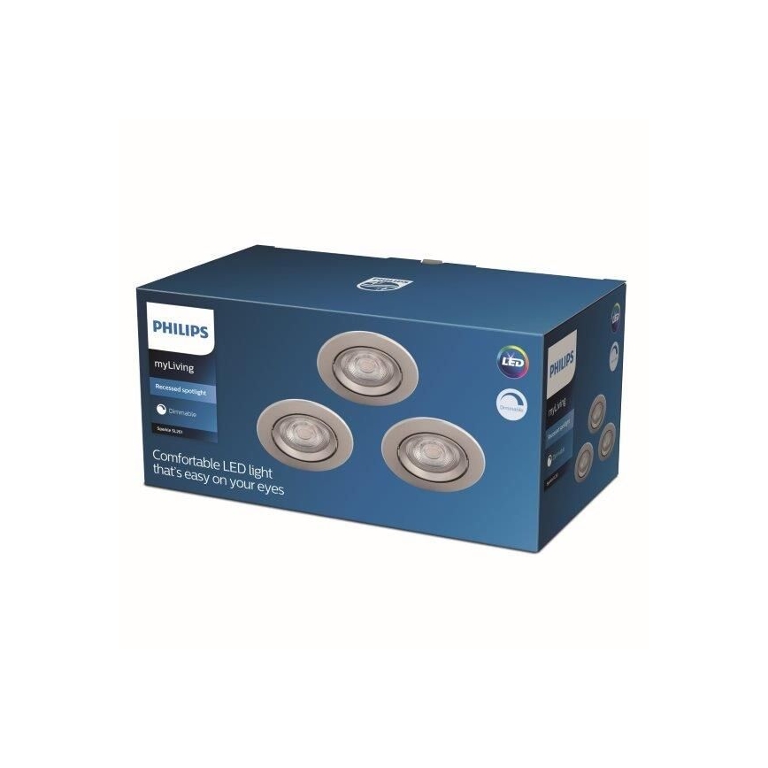 Philips - RINKINYS 3x LED Reguliuojamas įleidžiamas šviestuvas LED/5W/230V 2700K