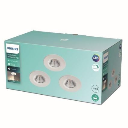 Philips - RINKINYS 3x LED pritemdomas vonios šviestuvas LED/5,5W/230V 2700K IP65