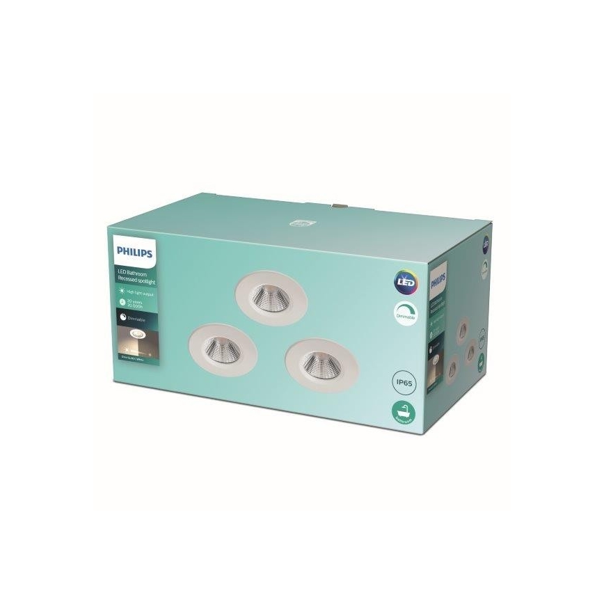 Philips - RINKINYS 3x LED pritemdomas vonios šviestuvas LED/5,5W/230V 2700K IP65