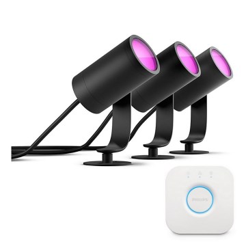 Philips - RINKINYS 3x LED RGB dimeriuojamų taškinių šviestuvų Hue LILY LED/8W/230V 2200-6500K IP65 + Hue bridge