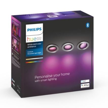 Philips - RINKINYS 3x LED RGB Reguliuojamas įleidžiamas šviestuvas Hue CENTURA 1xGU10/5,7W/230V 2000-6500K