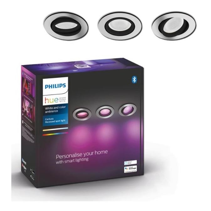 Philips - RINKINYS 3x LED RGB Reguliuojamas įleidžiamas šviestuvas Hue CENTURA 1xGU10/5,7W/230V 2000-6500K