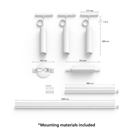 Philips - RINKINYS 3x LED RGB Reguliuojamas pakabinamas sietynas bėgių sistemai Hue PERIFO LED RGB/15,6W/230V 2000-6500K