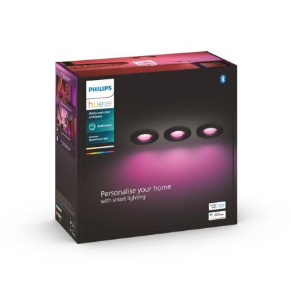 Philips -RINKINYS 3x LED RGBW Reguliuojamas vonios įleidžiamas šviestuvas Hue XAMENTO 1xGU10/5,7W/230V 2200-6500K IP44