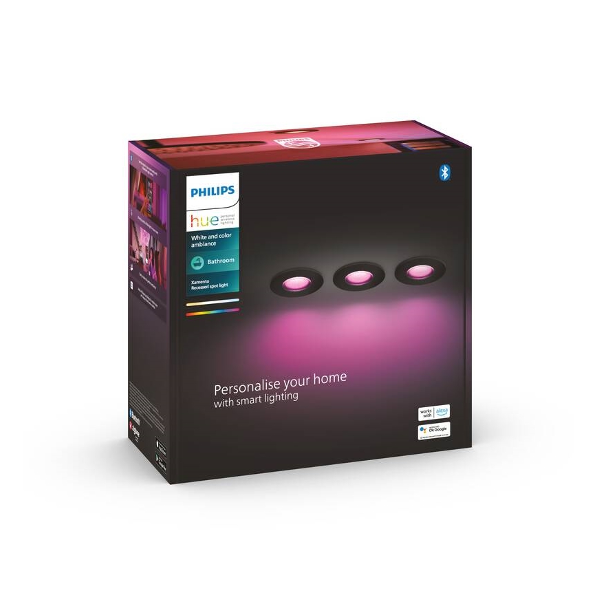Philips -RINKINYS 3x LED RGBW Reguliuojamas vonios įleidžiamas šviestuvas Hue XAMENTO 1xGU10/5,7W/230V 2200-6500K IP44