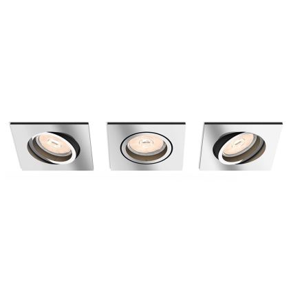 Philips - rinkinys 3 vnt. LED RGBW dimeriuojami įleidžiami šviestuvai DONEGAL 1xGU10/4,8W/230V + nuotolinis pultas