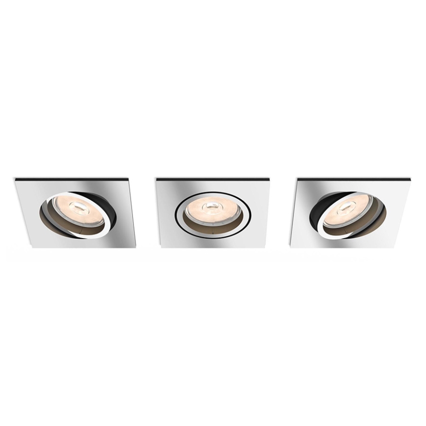 Philips - rinkinys 3 vnt. LED RGBW dimeriuojami įleidžiami šviestuvai DONEGAL 1xGU10/4,8W/230V + nuotolinis pultas