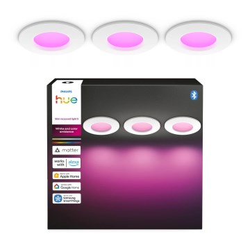 Philips - RINKINYS 3x LED RGBW reguliuojami vonios įmontuojami šviestuvai Hue SLIM LED/8,3W/230V 1000-20000K balti P44