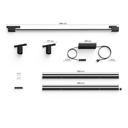 Philips - RINKINYS 3xLED RGB Reguliuojamas sieninis šviestuvas bėgių sistemai  Hue PERIFO LED/39,9W/230V 2000-6500K