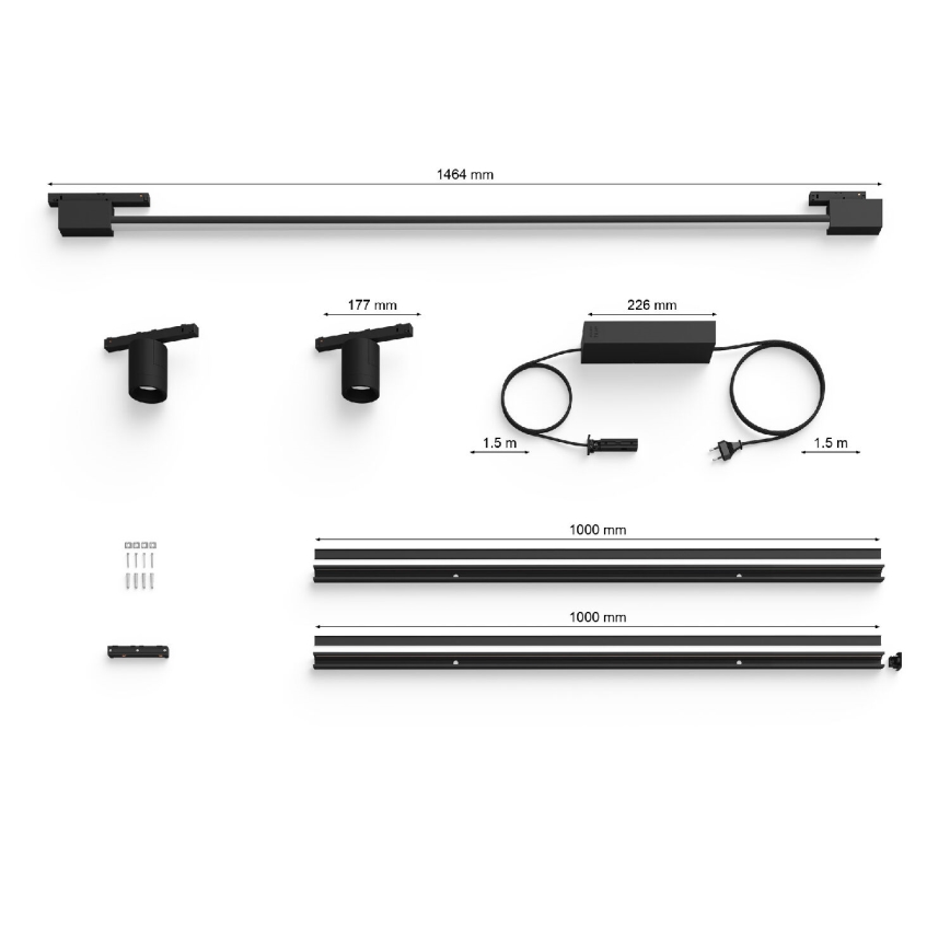 Philips - RINKINYS 3xLED RGB Reguliuojamas sieninis šviestuvas bėgių sistemai  Hue PERIFO LED/39,9W/230V 2000-6500K