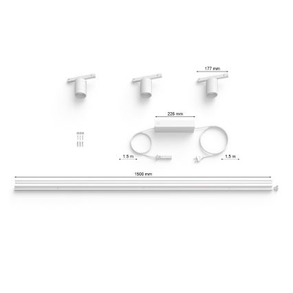 Philips - RINKINYS 3x LED RGB Reguliuojamas šviestuvas bėgių sistemai Hue PERIFO LED RGB/15,6W/230V 2000-6500K