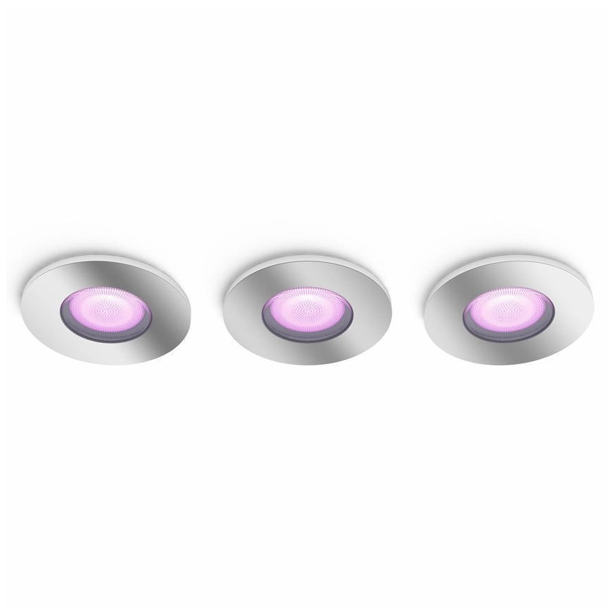 Philips - RINKINYS 3xLED RGB Reguliuojamas vonios šviestuvas Hue XAMENTO 1xGU10/5,7W/230V IP44 2000-6500K