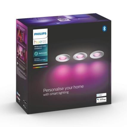 Philips - RINKINYS 3xLED RGB Reguliuojamas vonios šviestuvas Hue XAMENTO 1xGU10/5,7W/230V IP44 2000-6500K