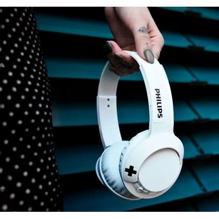 Philips SHB3075WT/00 – Baltos belaidės ausinės su Bluetooth.