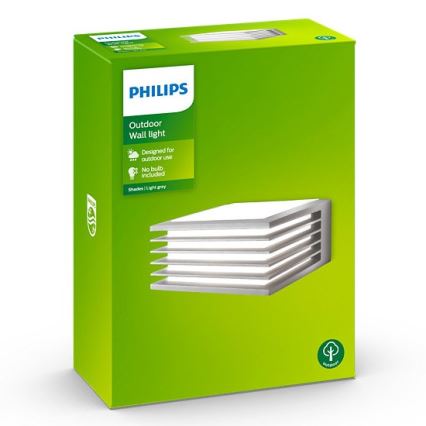 Philips - Sieninis lauko šviestuvas SHADES 1xE27/15W/230V IP44 pilkas