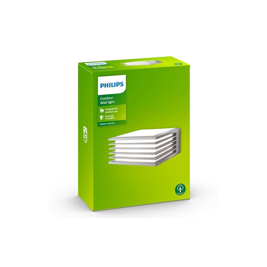 Philips - Sieninis lauko šviestuvas SHADES 1xE27/15W/230V IP44 pilkas