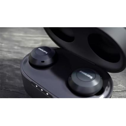 Philips TAT8505BK/00 - Belaidės ausinės IPX4 2x 55 mAh + 560 mAh juoda