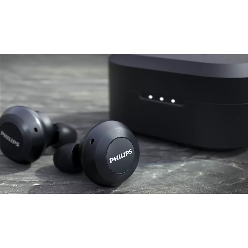 Philips TAT8505BK/00 - Belaidės ausinės IPX4 2x 55 mAh + 560 mAh juoda