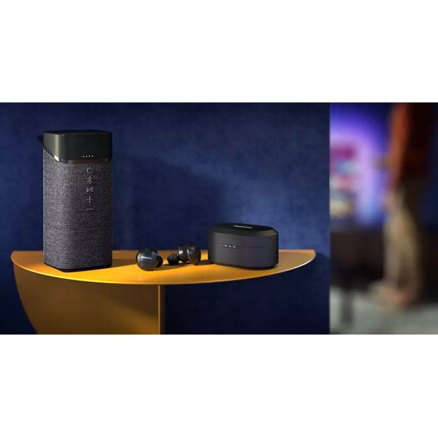 Philips TAT8505BK/00 - Belaidės ausinės IPX4 2x 55 mAh + 560 mAh juoda