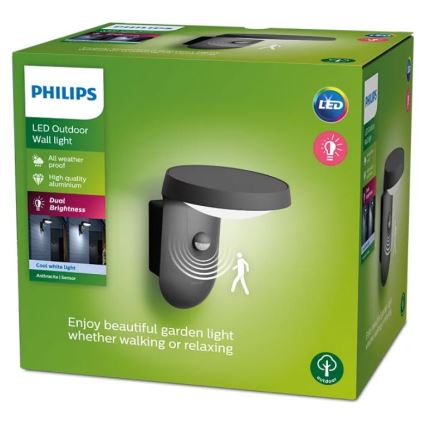Philips - LED lauko sieninis šviestuvas su jutikliu LED/9W/230V 4000K IP44