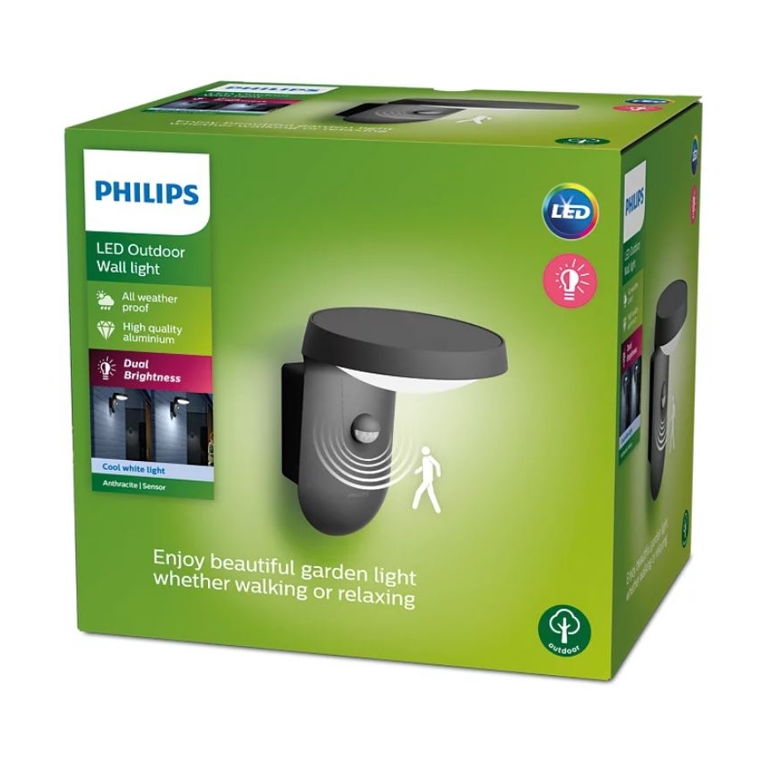 Philips - LED lauko sieninis šviestuvas su jutikliu LED/9W/230V 4000K IP44