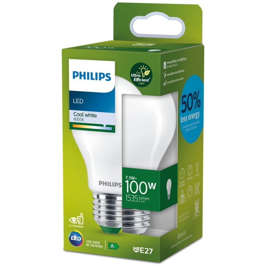 Philips ULTRAEFFICIENT LED lemputė A60 E27/7,3W/230V 4000K