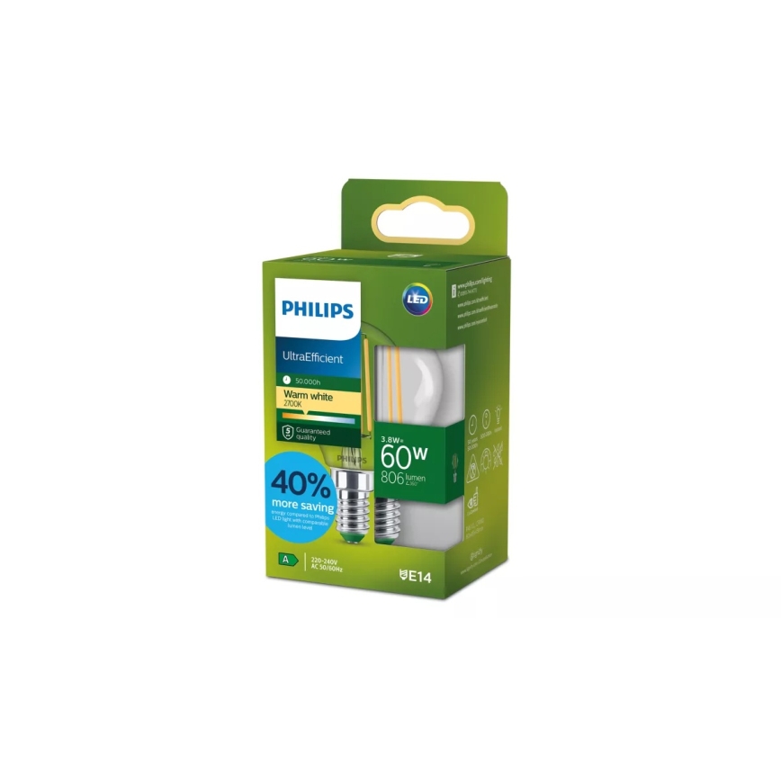 Philips ULTRAEFFICIENT VINTAGE LED lemputė P45 E14/3,8W/230V 2700K